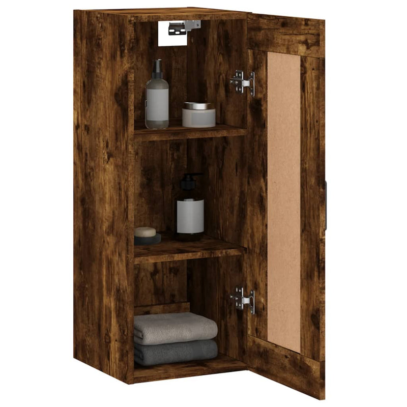 vidaXL füstös tölgy színű szerelt fa fali szekrény 34,5 x 34 x 90 cm