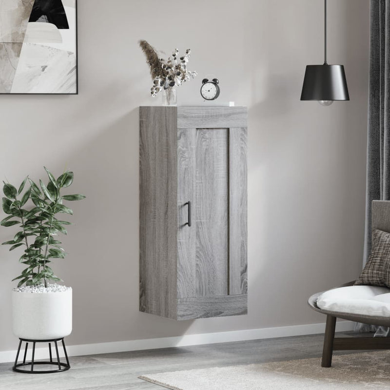 vidaXL szürke sonoma szerelt fa fali szekrény 34,5x34x90 cm