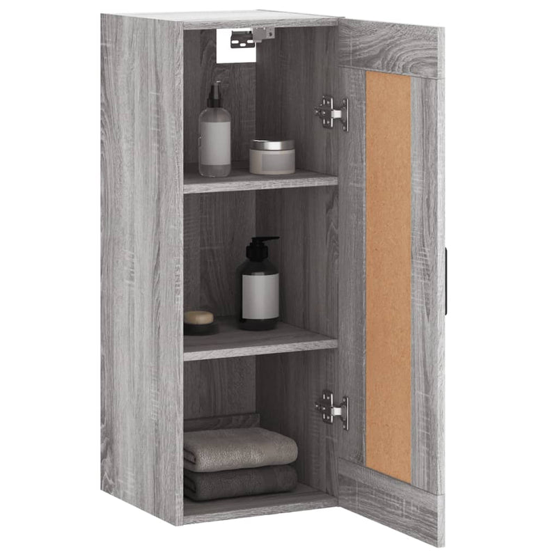 vidaXL szürke sonoma szerelt fa fali szekrény 34,5x34x90 cm