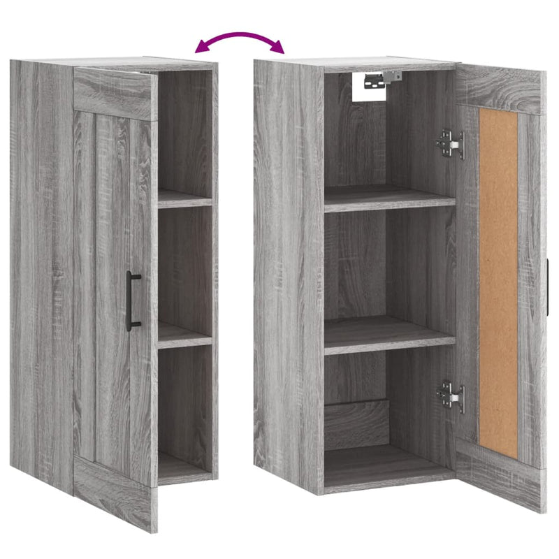 vidaXL szürke sonoma szerelt fa fali szekrény 34,5x34x90 cm