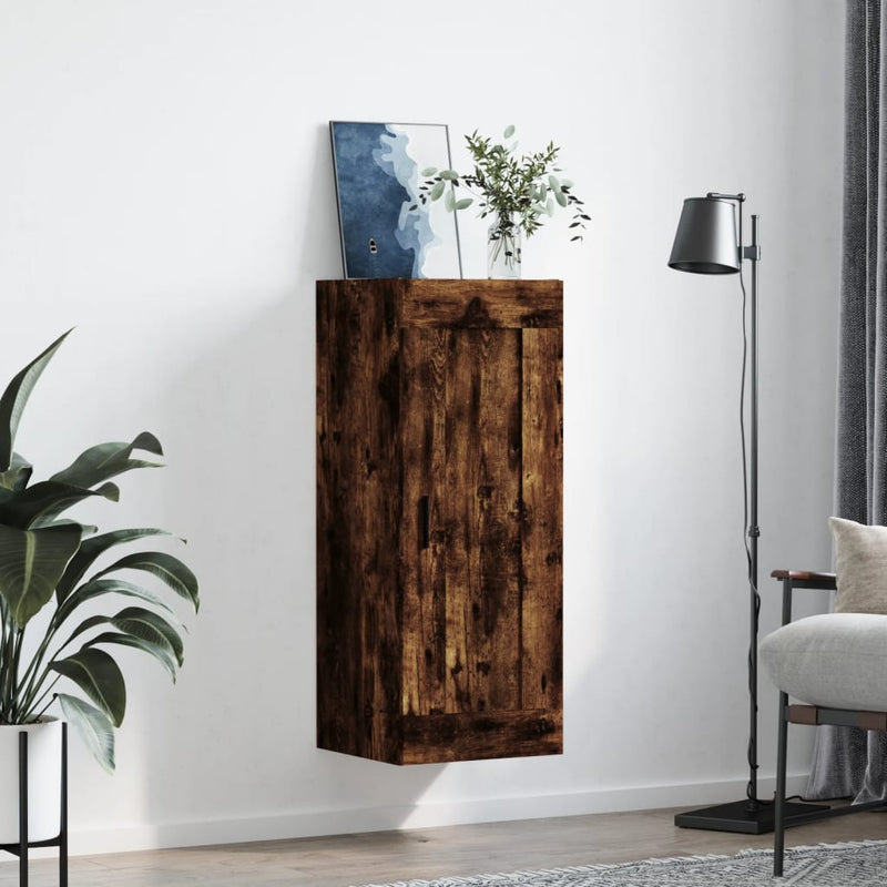 vidaXL füstös tölgy színű szerelt fa fali szekrény 34,5 x 34 x 90 cm