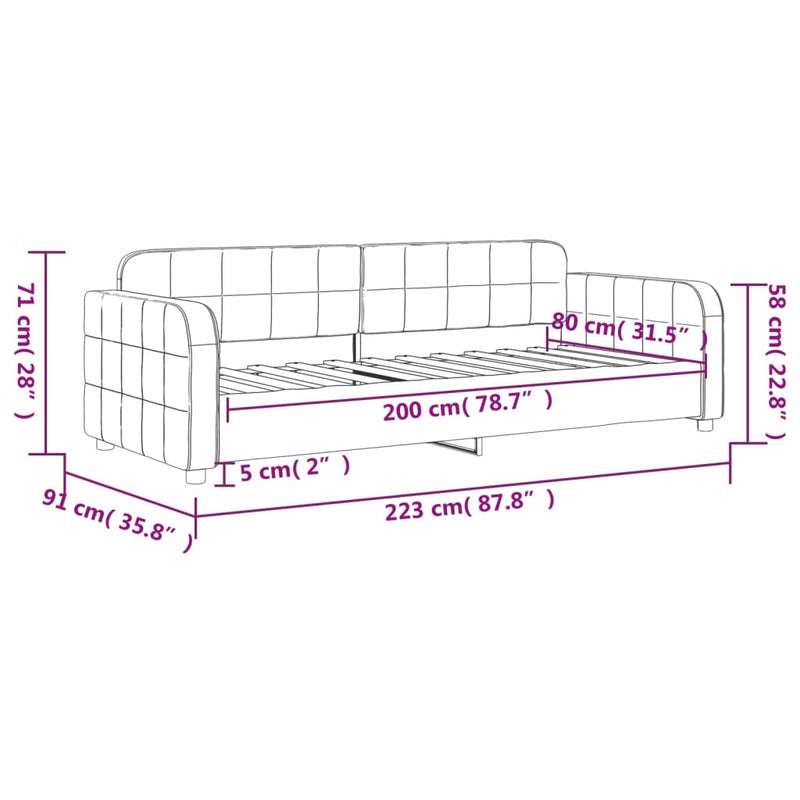 vidaXL kék bársony kanapéágy 80 x 200 cm