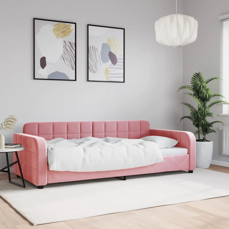 vidaXL rózsaszín bársony kanapéágy 90 x 200 cm
