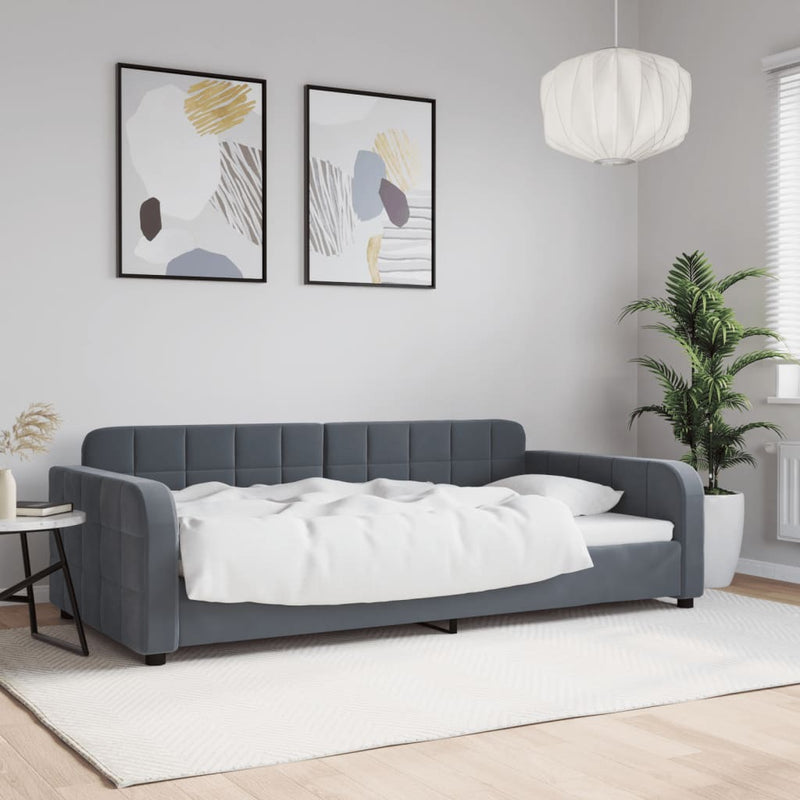 vidaXL sötétszürke bársony kanapéágy keret 100 x 200 cm