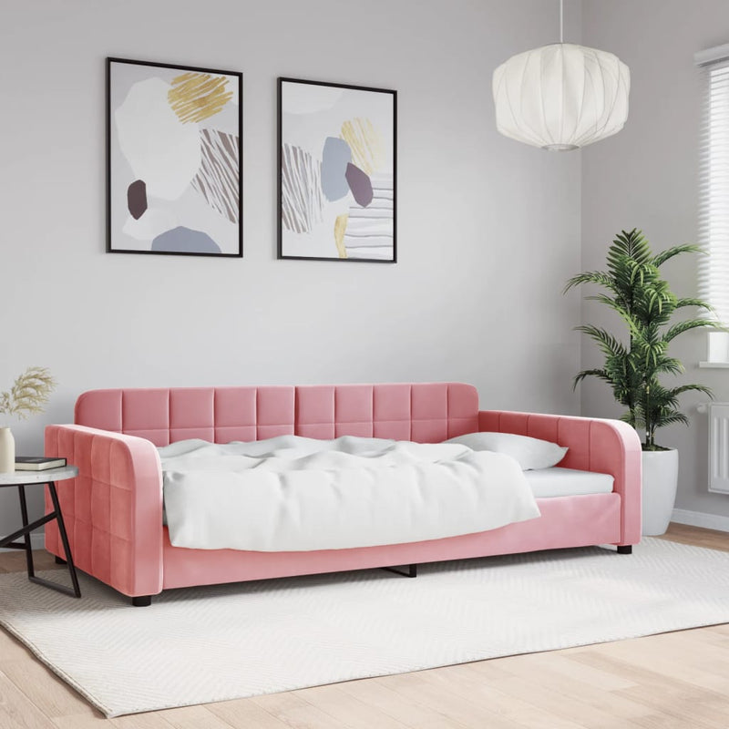 vidaXL rózsaszín bársony kanapéágy 100 x 200 cm