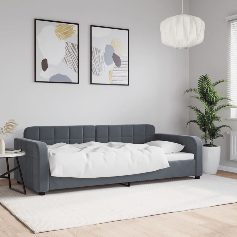 vidaXL sötétszürke bársony kanapéágy 90 x 190 cm