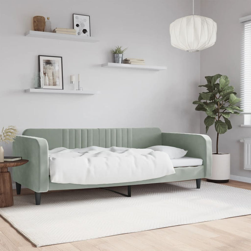 vidaXL világosszürke bársony kanapéágy 100 x 200 cm