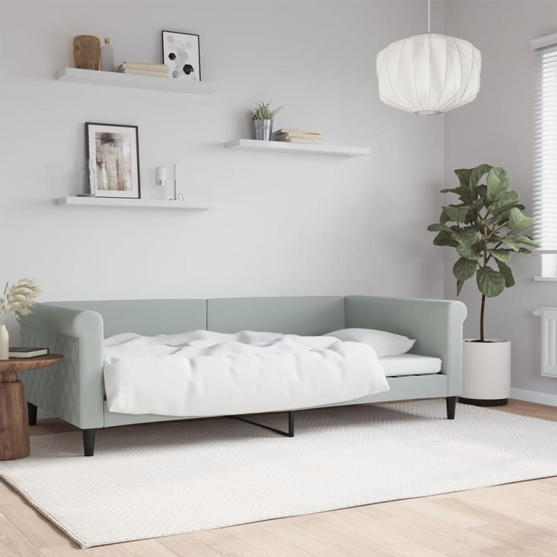 vidaXL világosszürke bársony kanapéágy 100 x 200 cm