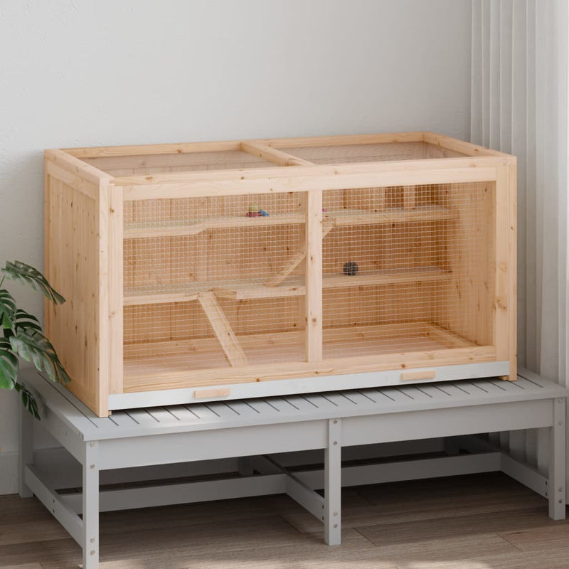vidaXL tömör fenyőfa hörcsögketrec 104 x 52 x 54 cm