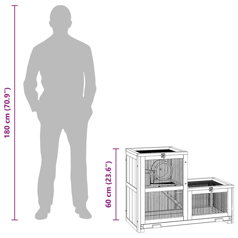 vidaXL tömör fenyőfa hörcsögketrec 81 x 40 x 60 cm