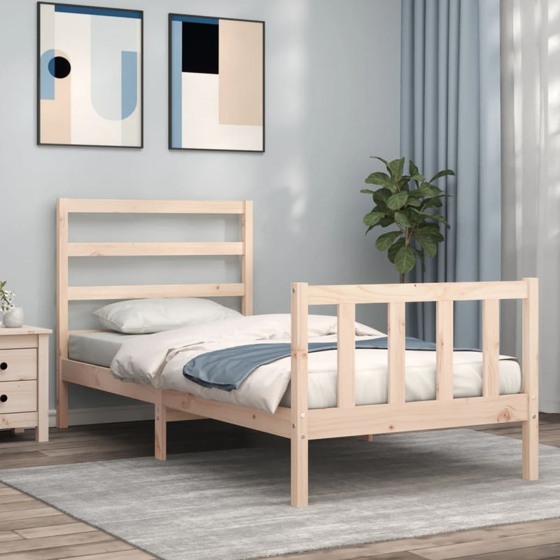 vidaXL tömör fenyőfa ágykeret matrac nélkül 90 x 190 cm