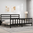 vidaXL fekete tömör fa ágykeret fejtámlával 200 x 200 cm