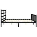 vidaXL fekete tömör fa ágykeret fejtámlával 200 x 200 cm