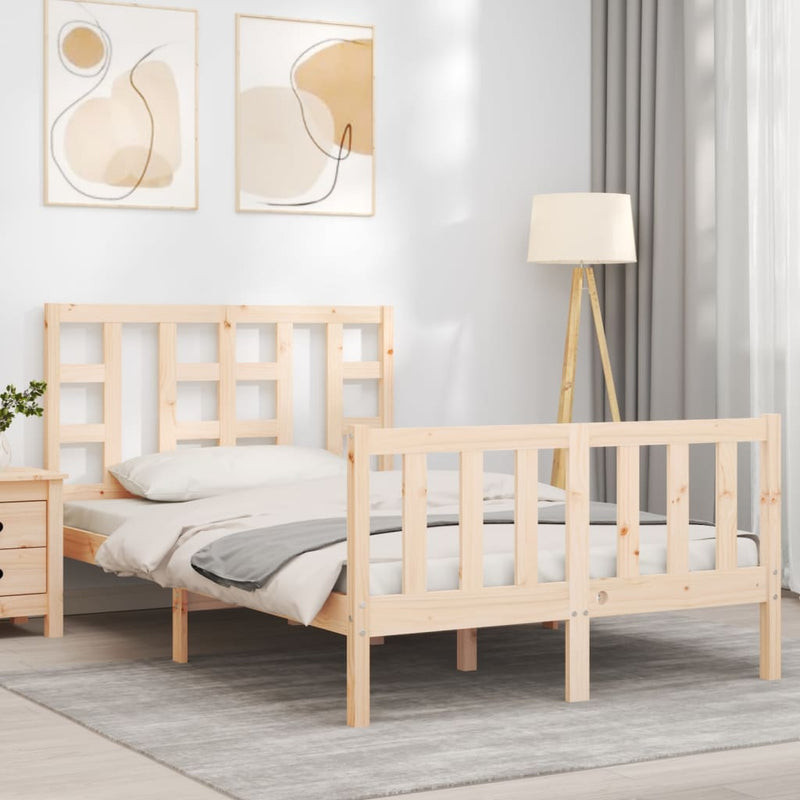 vidaXL tömör fa ágykeret fejtámlával Small Double