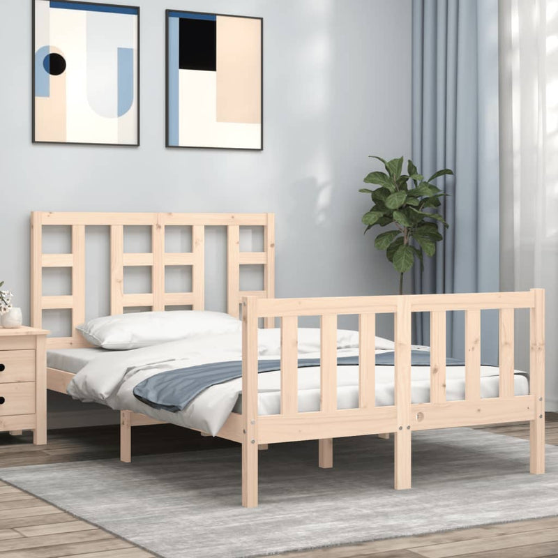 vidaXL tömör fa ágykeret fejtámlával Small Double