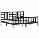 vidaXL fekete tömör fa ágykeret fejtámlával 200 x 200 cm