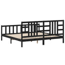 vidaXL fekete tömör fa ágykeret fejtámlával 200 x 200 cm
