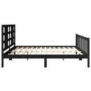 vidaXL fekete tömör fa ágykeret fejtámlával 200 x 200 cm