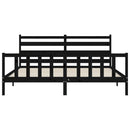 vidaXL fekete tömör fa ágykeret fejtámlával 200 x 200 cm
