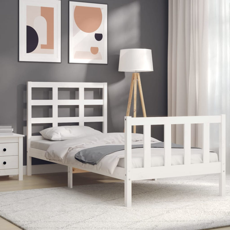 vidaXL fehér tömör fenyőfa ágykeret matrac nélkül 90 x 190 cm
