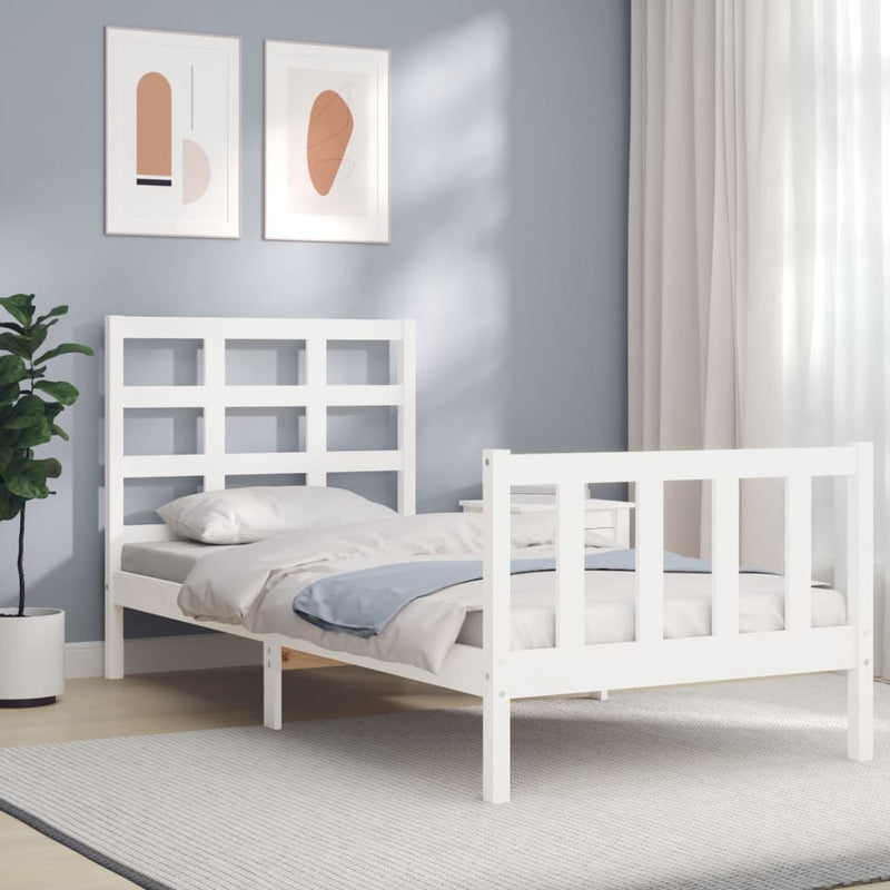 vidaXL fehér tömör fenyőfa ágykeret matrac nélkül 90 x 190 cm