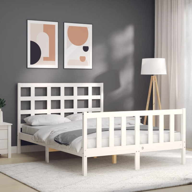 vidaXL fehér tömör fenyőfa ágy matrac nélkül 140 x 200 cm