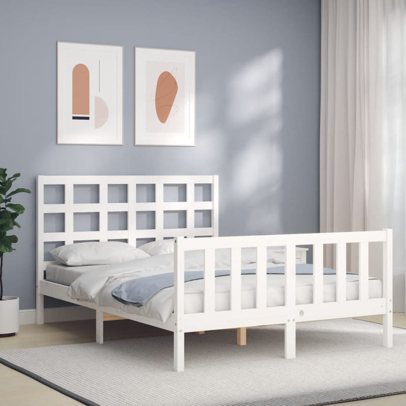 vidaXL fehér tömör fenyőfa ágy matrac nélkül 140 x 200 cm