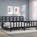 vidaXL fekete tömör fa ágykeret fejtámlával 200 x 200 cm