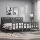 vidaXL szürke tömör fa ágykeret fejtámlával 200 x 200 cm
