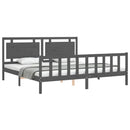 vidaXL szürke tömör fa ágykeret fejtámlával 200 x 200 cm
