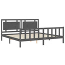 vidaXL szürke tömör fa ágykeret fejtámlával 200 x 200 cm