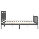 vidaXL szürke tömör fa ágykeret fejtámlával 200 x 200 cm