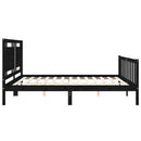 vidaXL fekete tömör fa ágykeret fejtámlával 200 x 200 cm