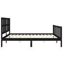 vidaXL fekete tömör fa ágykeret fejtámlával 200 x 200 cm