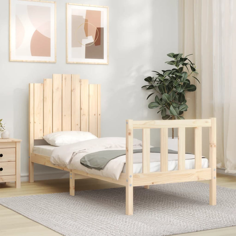 vidaXL tömör fa ágykeret fejtámlával Small Single