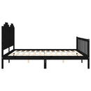 vidaXL fekete tömör fa ágykeret fejtámlával 200 x 200 cm