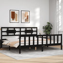 vidaXL fekete tömör fa ágykeret fejtámlával 200 x 200 cm