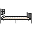 vidaXL fekete tömör fa ágykeret fejtámlával 200 x 200 cm
