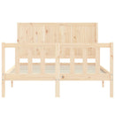 vidaXL tömör fa ágykeret fejtámlával Small Double