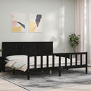 vidaXL fekete tömör fa ágykeret fejtámlával 200 x 200 cm