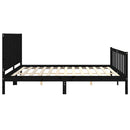 vidaXL fekete tömör fa ágykeret fejtámlával 200 x 200 cm