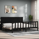 vidaXL fekete tömör fa ágykeret fejtámlával 200 x 200 cm