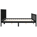 vidaXL fekete tömör fa ágykeret fejtámlával 200 x 200 cm