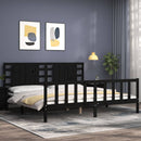 vidaXL fekete tömör fa ágykeret fejtámlával 200 x 200 cm