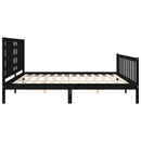 vidaXL fekete tömör fa ágykeret fejtámlával 200 x 200 cm