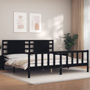 vidaXL fekete tömör fa ágykeret fejtámlával 200 x 200 cm