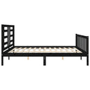 vidaXL fekete tömör fa ágykeret fejtámlával 200 x 200 cm