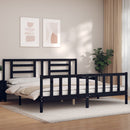 vidaXL fekete tömör fa ágykeret fejtámlával 200 x 200 cm