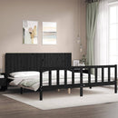 vidaXL fekete tömör fa ágykeret fejtámlával 200 x 200 cm