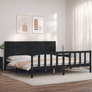 vidaXL fekete tömör fa ágykeret fejtámlával 200 x 200 cm